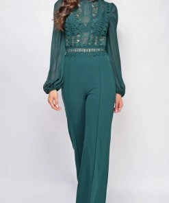 Emprada Jumpsuits & Rompers Skye Green Lace Jumpsuit