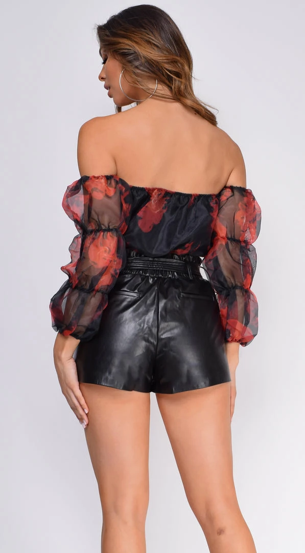 Emprada On Fire Black Organza Off Shoulder Crop Top 4 Emprada On Fire Black Organza Off Shoulder Crop Top