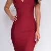 Emprada Anniston Burgundy Red Bandage Dress