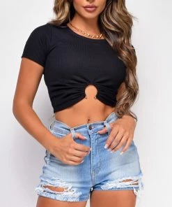 Emprada Friday Fever Black Ring Detail Top