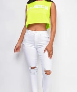 Emprada Holly White Knee Distressed Jeans Bottoms