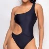 Emprada Jet Set Black One Shoulder One Piece Swimsuit