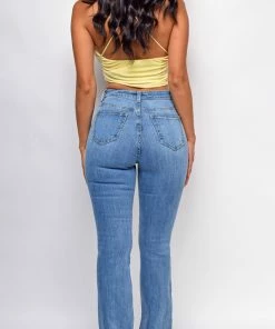 Emprada Denver Blue High Waist Bell Bottom Jeans Bottoms