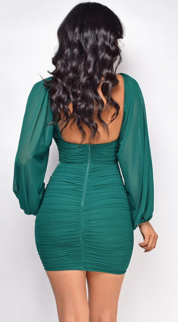 Emprada Calla Green Mesh Ruched Dress 2 Emprada Calla Green Mesh Ruched Dress
