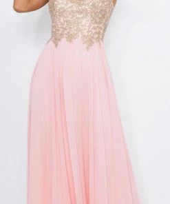 Emprada Cariana Blush Pink Gold Embroidered Gown