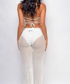 Emprada Charvi White Crochet Cover Up Jumpsuit
