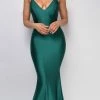 Emprada Dresses Mavin Emerald Green V Neck Low Back Gown