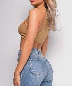 Emprada Jayleen Brown Taupe Crop Top