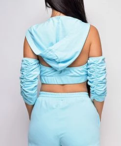 Emprada Enough Of You Blue Crop Hoodie Sweater & Shorts Lounge Set 5 Emprada Enough Of You Blue Crop Hoodie Sweater & Shorts Lounge Set