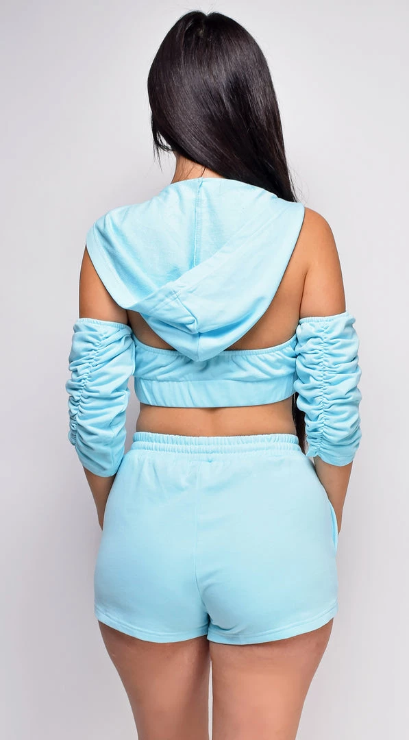 Emprada Enough Of You Blue Crop Hoodie Sweater & Shorts Lounge Set 3 Emprada Enough Of You Blue Crop Hoodie Sweater & Shorts Lounge Set