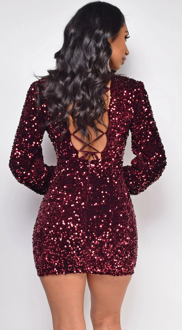 Emprada Ena Burgundy Red Sequin Dress Dresses 3 Emprada Ena Burgundy Red Sequin Dress Dresses