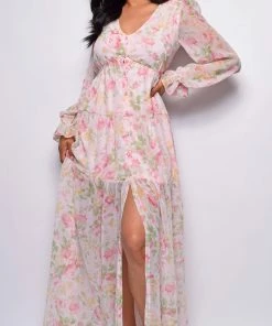 Emprada Spain Pink Multi Floral Print Maxi Dress