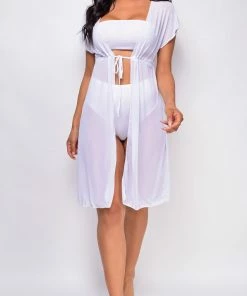 Emprada Swim Aysia White Tie Up Cover Up