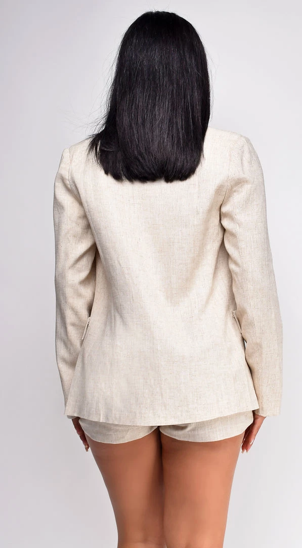 Emprada Rosalie Beige Linen Blazer Short Set Sets 4 Emprada Rosalie Beige Linen Blazer Short Set Sets