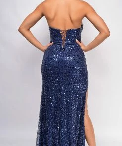 Emprada Kaz Blue Sequin Gown