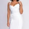 Emprada Lucila White Belted Bandage Dress Dresses