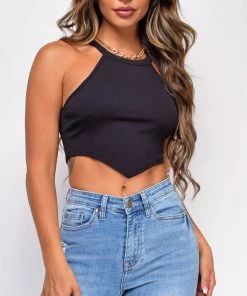 Emprada Next Level Black Triangle Crop Top