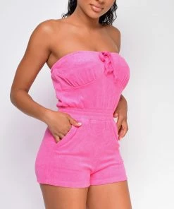 Emprada Atara Pink Terry Tube Romper Loungewear