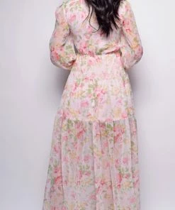 Emprada Spain Pink Multi Floral Print Maxi Dress