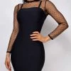 Emprada Nikki Black Mesh Bandage Dress Dresses