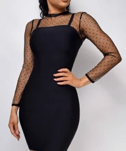 Emprada Nikki Black Mesh Bandage Dress Dresses