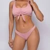 Emprada Swim Sweet Summer Pink Knotted Front Rib Tankini Set
