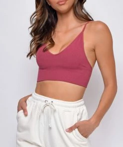 Emprada Loungewear Luca Maroon Red Seamless Ribbed Spaghetti Strap Brami 7 Emprada Loungewear Luca Maroon Red Seamless Ribbed Spaghetti Strap Brami