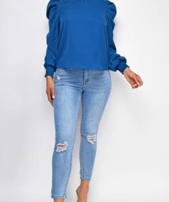 Emprada Bottoms Making Moves Light Wash Blue Knee Ripped Jeans