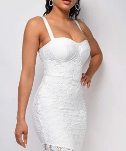 Emprada Secret Love White Bandage Lace Bustier Dress Dresses