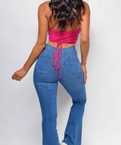 Emprada Graz Blue High Waist Flare Jeans Bottoms