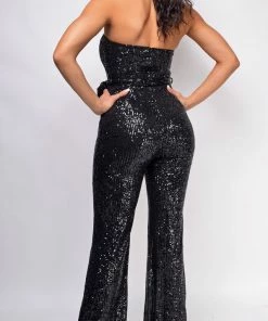 Emprada Jumpsuits & Rompers Andrea Black Sequin Jumpsuit