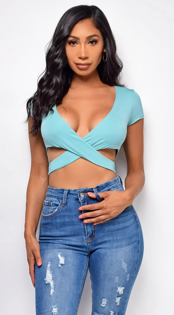 Emprada Tops Marella Green Cross Front Top 1 Emprada Tops Marella Green Cross Front Top