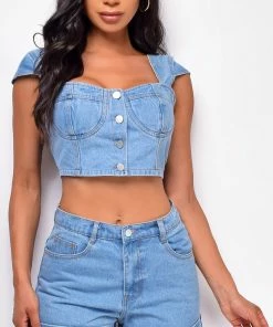 Emprada Sets Gilda Denim Top & Shorts Set