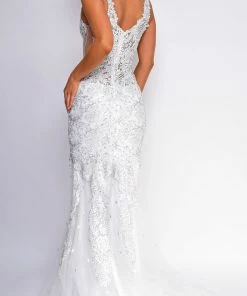 Emprada Dresses Flynn White Beaded Gown