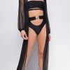 Emprada Bequia Black Mesh Long Sleeves Cover Up Swim