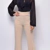 Emprada Chester Beige High Waist Flared Bottom Pants Bottoms