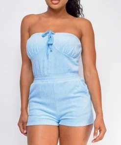 Emprada Loungewear Atara Blue Terry Tube Romper