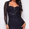 Emprada Nathalia Black Bustier Mesh Ruched Dress