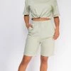 Emprada Nia Sage Green Crop Drawstring Top And Short Set