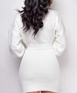 Emprada Dresses Maia White Sweater Dress 7 Emprada Dresses Maia White Sweater Dress