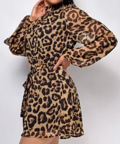 Emprada Dresses Marion Brown Leopard Print Dress