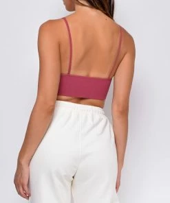 Emprada Loungewear Luca Maroon Red Seamless Ribbed Spaghetti Strap Brami