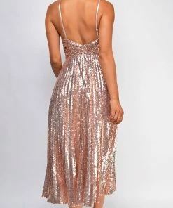 Emprada Lights On Rose Gold Sequin A-Line Dress