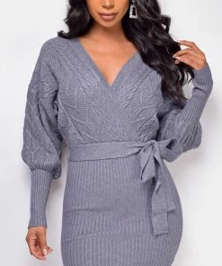Emprada Maia Grey Sweater Dress Dresses