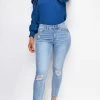Emprada Bottoms Making Moves Light Wash Blue Knee Ripped Jeans