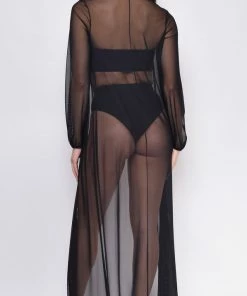 Emprada Bequia Black Mesh Long Sleeves Cover Up Swim
