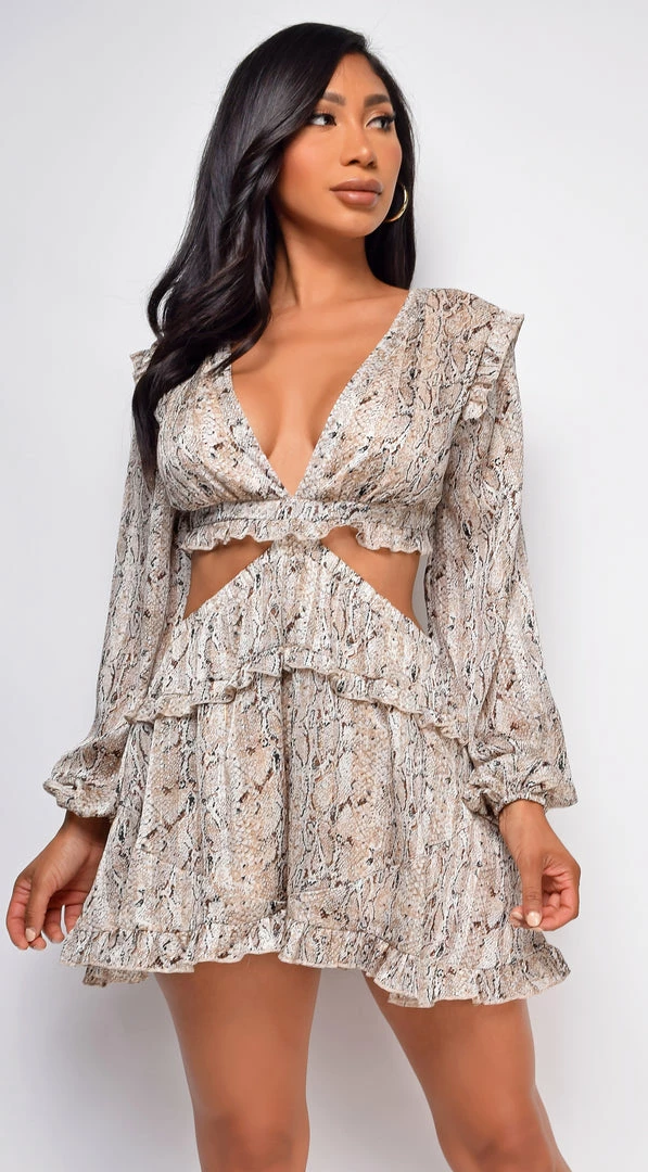 Emprada Jumpsuits & Rompers Vera Brown Snake Print Cut Out Romper 3 Emprada Jumpsuits & Rompers Vera Brown Snake Print Cut Out Romper