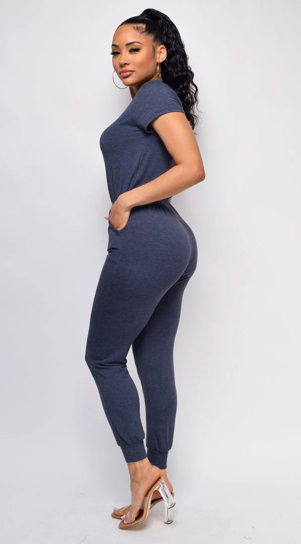 Emprada Loungewear Phoenix Blue Short Sleeve Round Neckline Jumpsuit 2 Emprada Loungewear Phoenix Blue Short Sleeve Round Neckline Jumpsuit