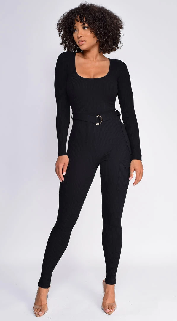 Emprada Jumpsuits & Rompers Nichol Black Cargo Pocket Ribbed Jumpsuit 1 Emprada Jumpsuits & Rompers Nichol Black Cargo Pocket Ribbed Jumpsuit