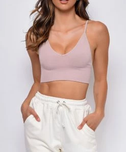 Emprada Luca Dusty Rose Pink Seamless Ribbed Spaghetti Strap Brami Loungewear